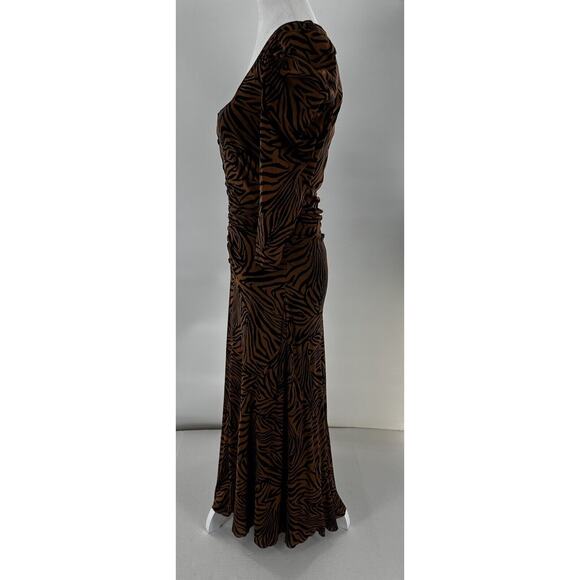 Diane Von Furstenberg Maxi Dress Sz M Animal Print Mesh Rouched Party Event - Picture 8 of 16